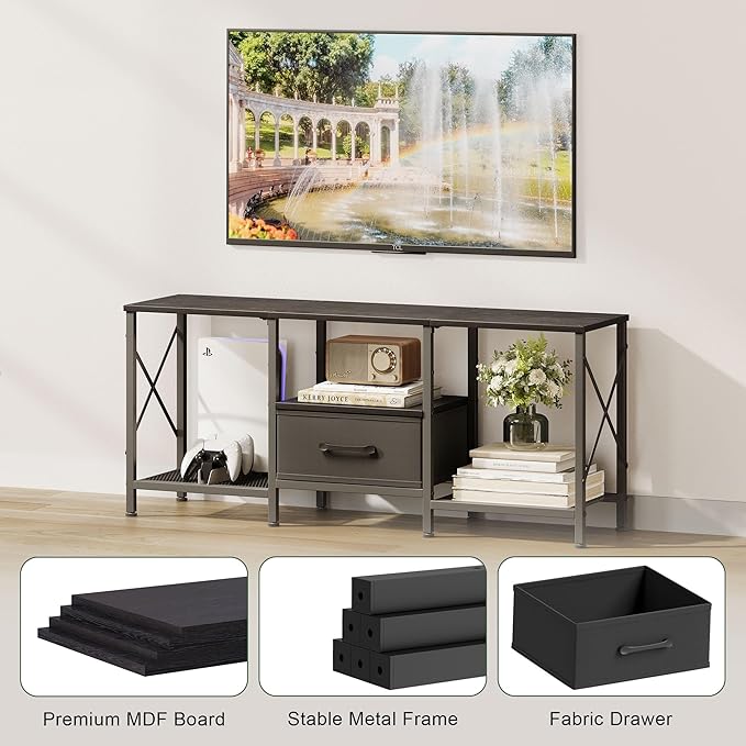 JARHETUN TV Stand with Fabric Drawer, Entertainment Center - Image 5