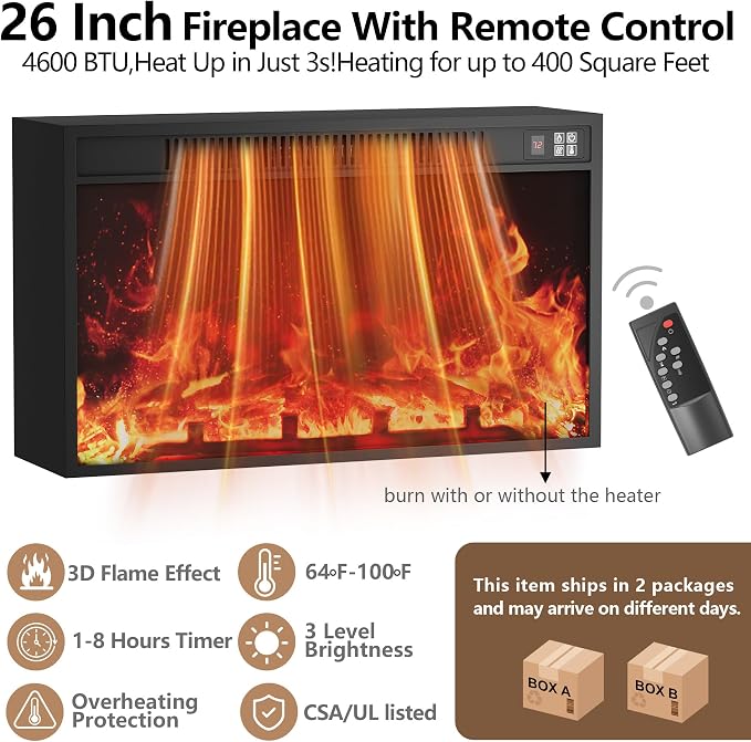 JUMMICO Fireplace TV Stand for 65+ Inch TV - Image 6