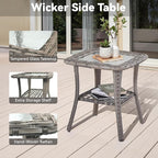 3 Pieces Patio Furniture Sets-Outdoor PE Rattan Wicker Chairs - Image 8