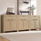 SICOTAS Sideboard Buffet Storage Cabinet Set of 3, Rattan Credenza Buffet Table by SICOTAS