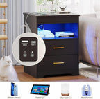 Night Stand with Gun Drawer, Charging Bedside Table with USB & Type-C Port - Image 6