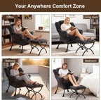 Welnow Lazy Chair with Ottoman, Modern Accent Chair with Armrests and a Side - Image 9