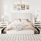 Allewie Full Size Storage Bed Frame, Vertical Channel Tufted Adjustable - Image 3