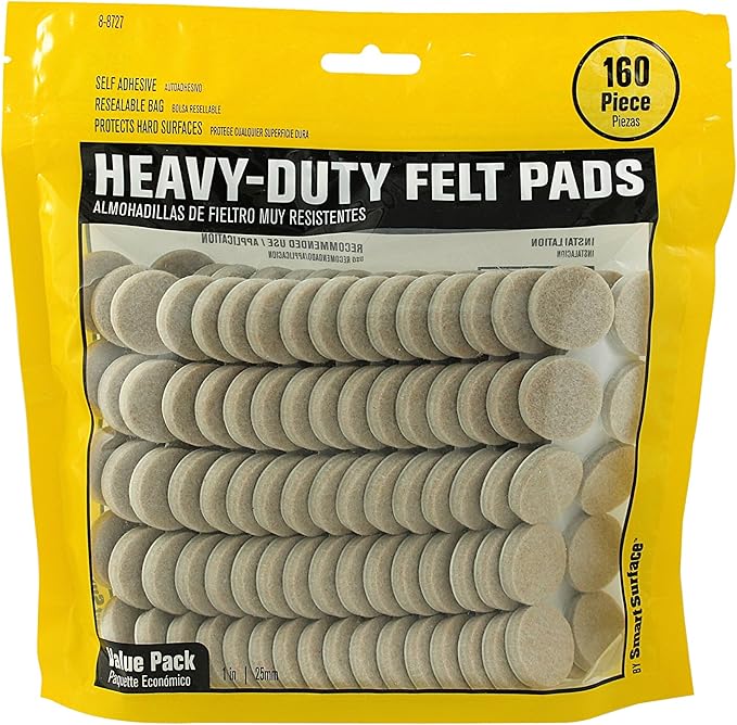 Smart Surface 8727 Heavy Duty Self Adhesive Furniture Felt Pads 1-Inch Round by Smart+Surface+Products