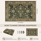 Area Rugs for Living Room, 4x6 Washable Rugs for Bedroom, Non-Slip Retro Floral - Image 2