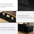 145" Oversized Velvet Chesterfield Sofa Sectional Couch - Image 5