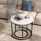aboxoo Round Nesting Coffee Table Side Table Set of 2 End Tables - Image 7