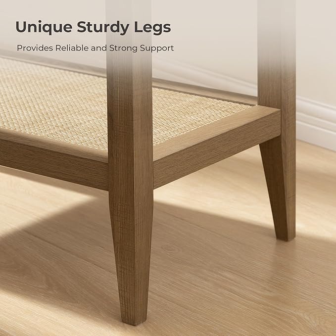 SICOTAS Rattan Nightstands Set of 2 Bedside Table - Image 5