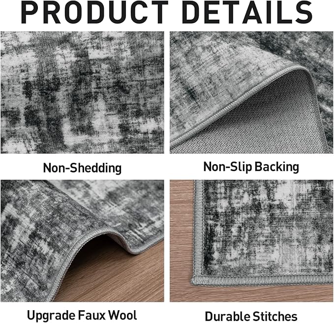 5x7 Area Rugs Washable Rug: Modern Abstract Living Room Rug Soft Anti-Skid Thin - Image 6