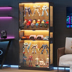 Display Cabinet with Glass Doors & LED Lights, 5 Tier Lighted Display Case by ZKIODVHome