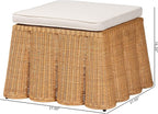 Bali & pari Palm Bohemian Honey Scallop Rattan Ottoman - Image 3