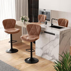 Nalupatio Modern Bar Stools Set of 4, Faux Leather Upholstered Swivel Bar Stools by Nalupatio