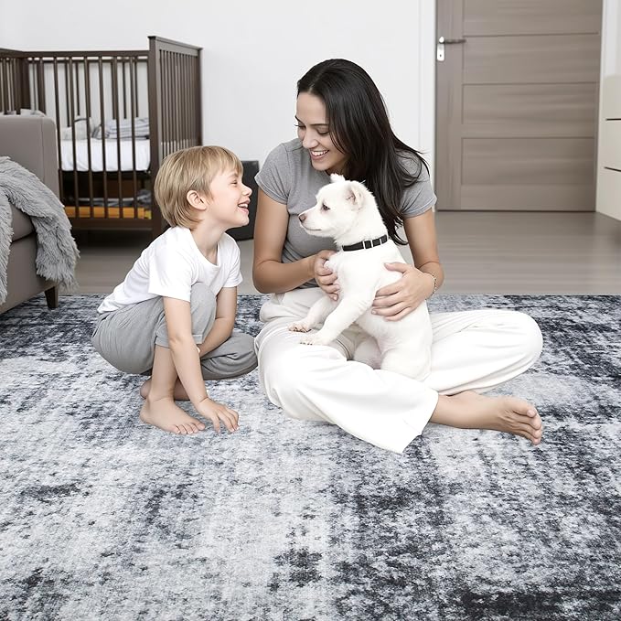 Washable Area Rug 3x5 Entryway Rug: Washable Modern Abstract Soft Thin Rug - Image 8