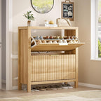 YOMILUVE Shoe Cabinet Storage for Entryway, Fluted Shoe Cabinet - Image 2
