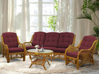 Malibu Lounge Set of 4: 2 Natural Rattan Wicker Chairs, Three-Seater Sofa by Wickerix