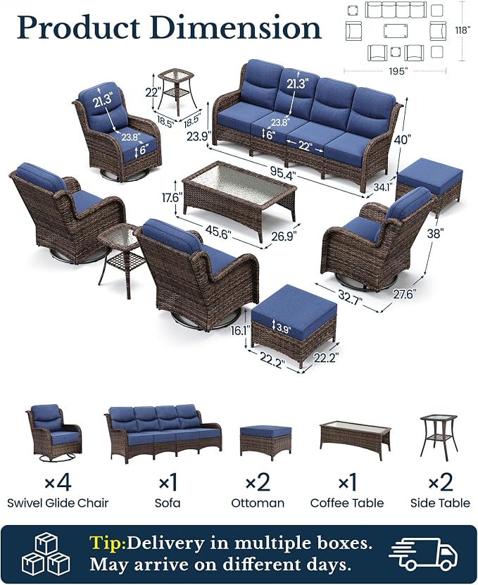 HILLGA 10-Piece Luxury Patio Furniture Set - Image 2