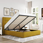 Allewie Queen Size Lift Up Storage Bed, Modern Wingback Headboard, Hydraulic by Allewie