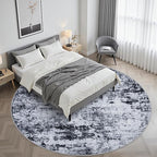 Round Area Rug for Living Room: 8 ft Washable Modern Abstract Soft Thin Rug - Image 2