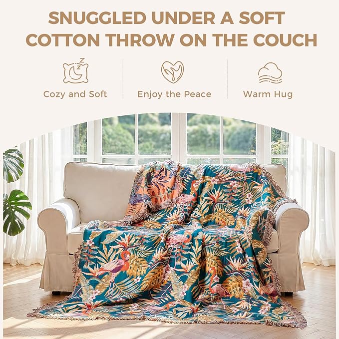 LUTBM Boho Throw Blanket for Bed Cotton Summer Blankets Bedroom Living Room - Image 4
