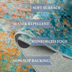 RELEANY Washable Area Rugs Square 8ft Non-Slip Modern Abstract Soft - Image 2