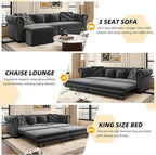89" Velvet Pull Out Sofa Bed - Image 3
