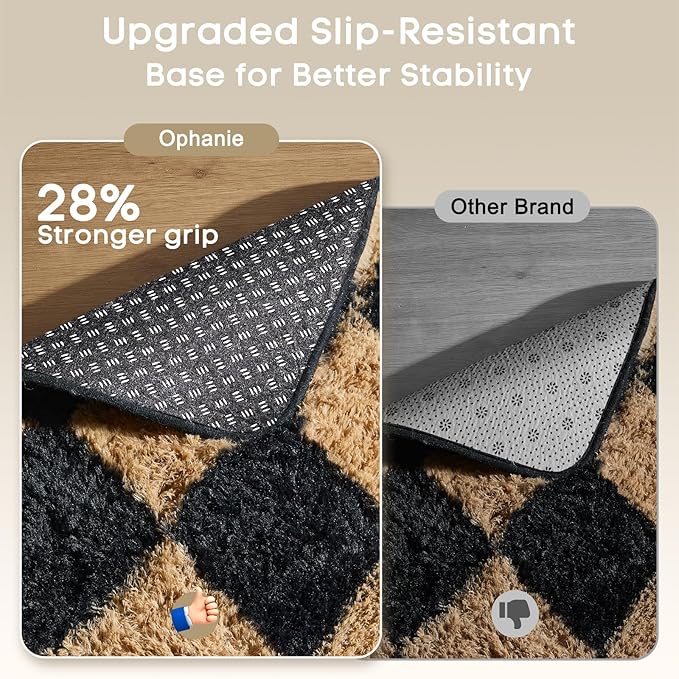 Ophanie 8x10 Black & Beige Diamond Checkered Rugs - Image 4