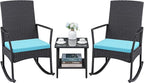 Greesum 3 Pieces Patio Furniture Set Outdoor Wicker Rocking Chairs by BuynowfromGreesum