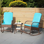 Greesum 3 Piece Outdoor Wicker Rocking Chairs Patio Furniture Set - Image 2