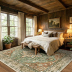 RELEANY Area Rugs 9'x12' Washable Non-Slip, Floral Vintage Distress Print - Image 3