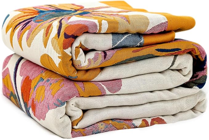 LUTBM Boho Throw Blanket for Couch 100% Cotton Soft Breathable Butterfly and by LUTBMFindYourFreeSpiritatHome