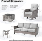 ovios 8 Pieces Patio Furniture Set, Outdoor Wicker Sofa Couch - Image 8