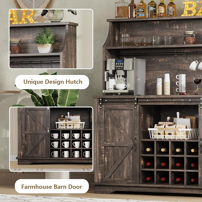 55 Inch Farmhouse Coffee Bar Cabinet - Image 6