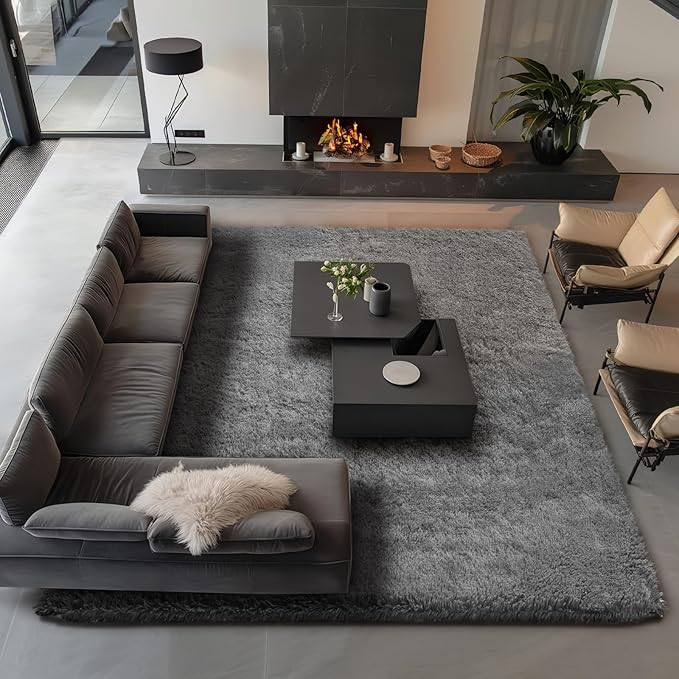 Ophanie Area Rugs 9x12 Living Room, Large Grey Bedroom Carpet, Big Shag Indoor - Image 5