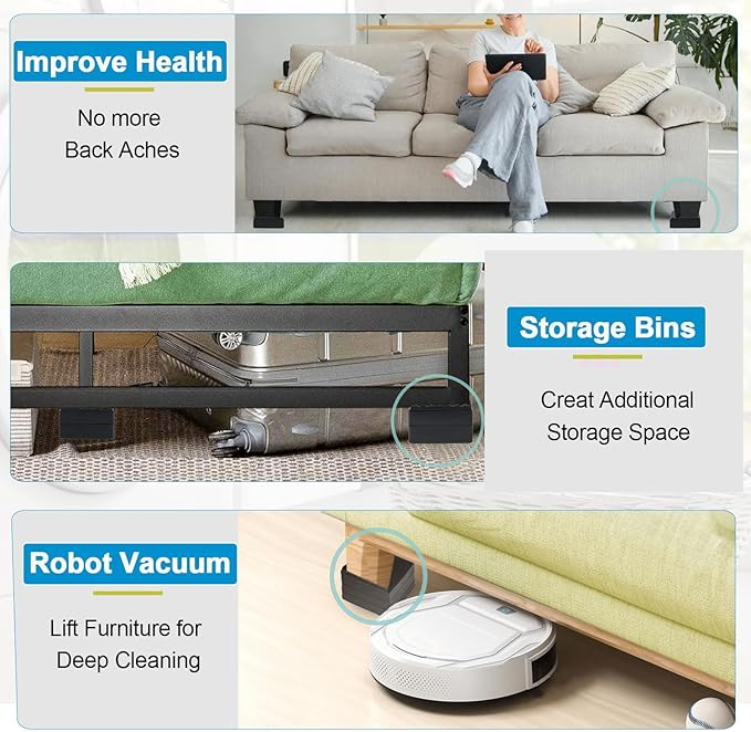 Bed Risers 1 inch, 2 inch, 3 inch, 4 inch Heavy Duty, Adjustable Furniture Riser - Image 4