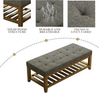 Befurtori Large Rectangular Upholstered Ottoman Bench, Linen Tufted Footrest - Image 6