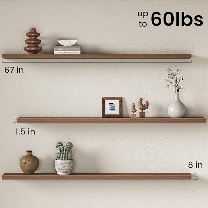 Fun Memories 67Inch Long Floating Shelves, 8 Inch Deep Shelves - Image 3