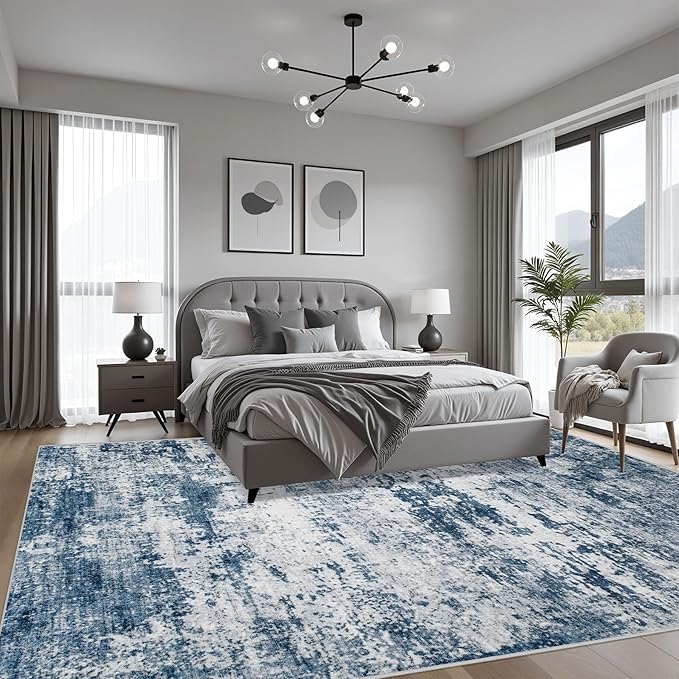 4x6 Area Rug Living Room Rug: Washable Modern Abstract Soft Thin Rug Indoor - Image 3