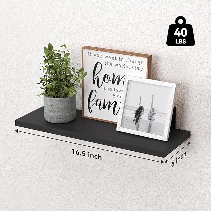 WOPITUES Wood Floating Shelves Set of 6, Shelves - Image 3