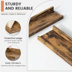 Floating Picture Ledge Shelves Set of 8, 16 Inch Solid Wood Wall Shelves - Image 4