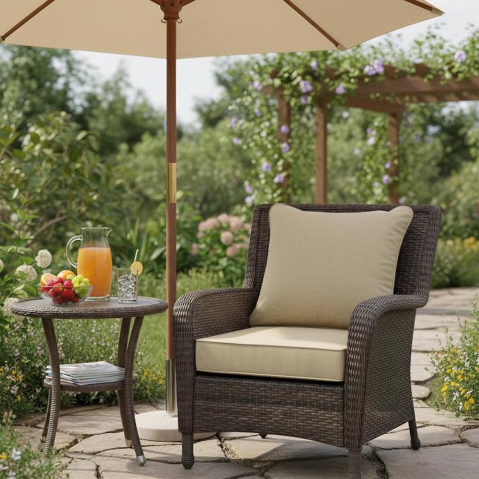 Summsun Outdoor Chair Cushions 19 x 19 Inch, Faux Linen Patio Furniture Cushions - Image 2