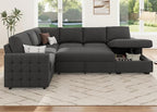HONBAY Sectional Couch with Pull Out Bed, U-Shaped Sectional Sleeper Sofa with - Image 6