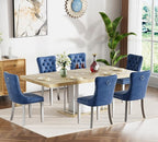Henf 63"-79" Dining Table Set for 6, 7 Pieces Extendable Dining Table and 6 by Henf