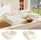 Vesgantti 159" Large Modular Sectional Sofa, U-Shaped Corduroy Cloud Couch by Vesgantti