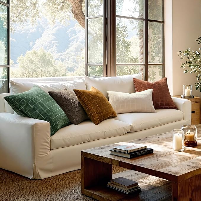 MIULEE Decorative Chenille Check Throw Pillow Covers Vintage Plaid Couch - Image 5