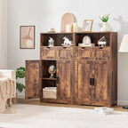 Iwell Storage Cabinet with 2 Drawers & Adjustable Shelves, Floor Cabinet - Image 9