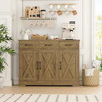 HOSTACK Modern Farmhouse Buffet Sideboard Cabinet, Barn Doors Storage Cabinet - Image 4