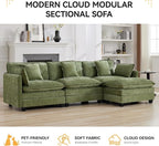 111'' Cloud Deep Seat Sectional Couch, Modern Comfy Chenille L Shaped Sectional - Image 7