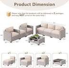 LOUVIXA 7 Piece Outdoor Patio Furniture Set, Rattan Chairs Glass Table Wicker - Image 2