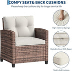 GarveeHome 3-Piece Outdoor Wicker Sofa Set, PE Rattan Patio Furniture - Image 5