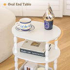 MaxSmeo White Side Table, 3-Tier Small Oval End Table, Modern Night Stand Wood - Image 5